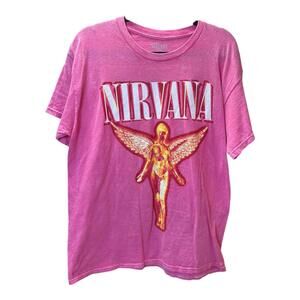 Nirvana In Utero Live 93 Pink Graphic T-Shirt Size Large